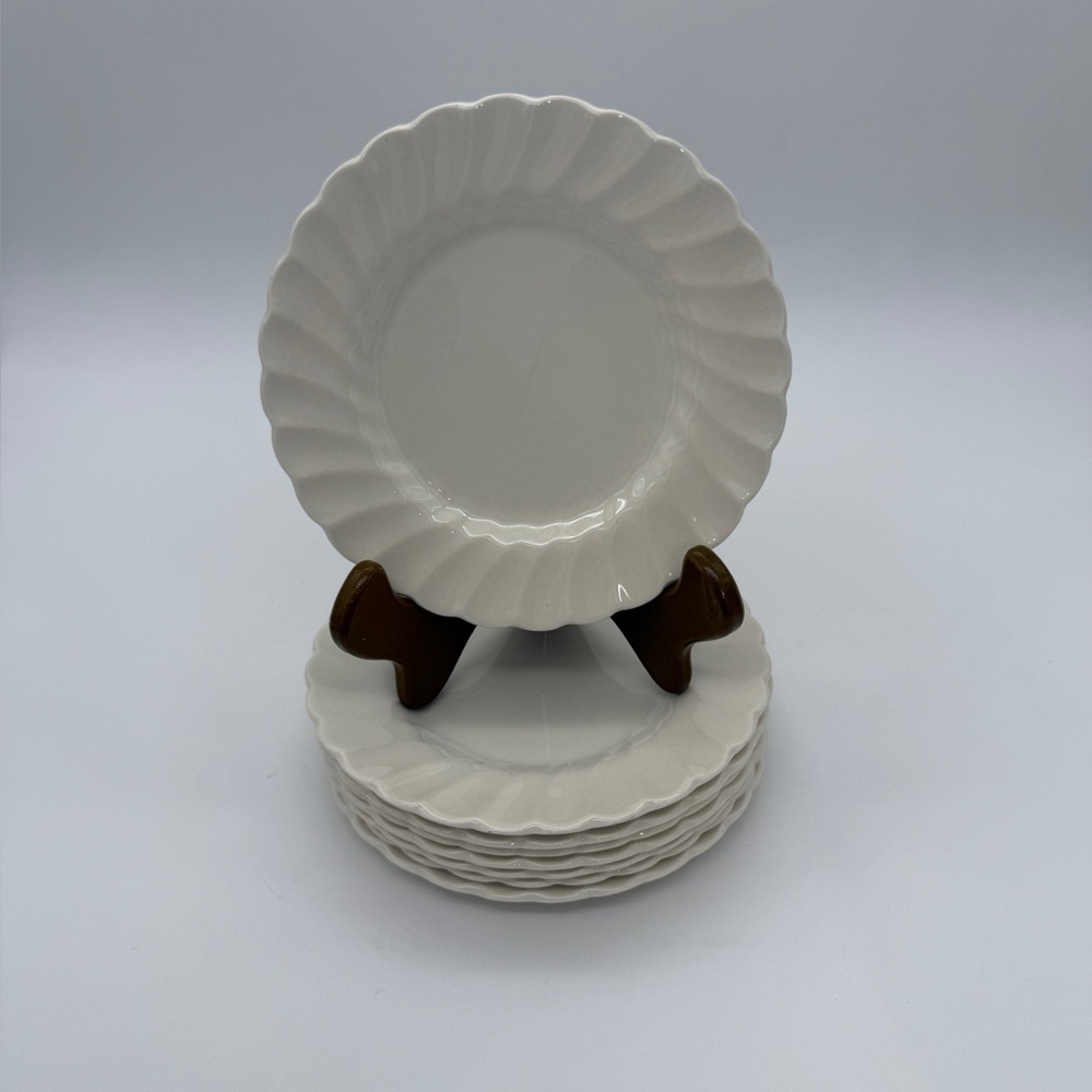 Myott Staffordshire England Olde Chelsea White Swirl Saucers 6” Set Of 8 Vintage